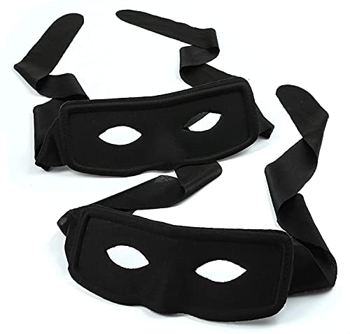 Dreamzfit - 2 Stück Schwarze Bandit Zorro Augenmaske Bandit für Erwachsene und Kinder Weihnachten Halloween Superheld Maskerade Kostüm Party Verkleidung von Dreamzfit