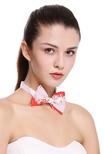 Dress Me Up - BB-034-bloody Fliege Bowtie Halloween Karneval weiß Blut Blutspritzer Horror von dressmeup