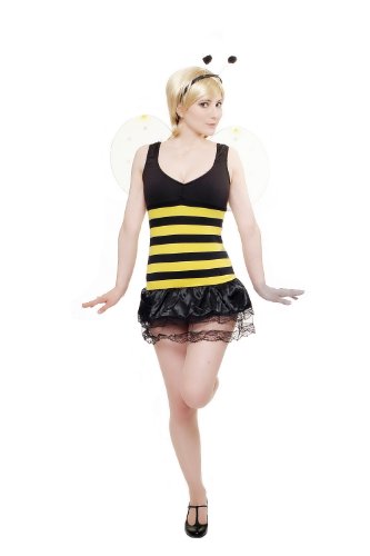 dressmeup Kostüm Damen Damenkostüm Set Kleid & Flügel & Fühler Flotte Biene Bienchen Hummel L041 Größe 34 / XS von dressmeup