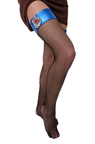 DRESS ME UP WZ-008-black Damenstrümpfe Strümpfe Netzstrümpfe Overknees Polizei Polizistin schwarz blau Marke von WIG ME UP