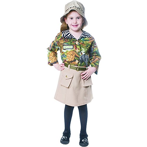 Dress Up America 514-M Süßes Nettes Safari Mädchen Kostüm, Mehrfarbig, Größe 8-10 Jahre (Taille: 76-82 Höhe: 114-127 cm) von Dress Up America