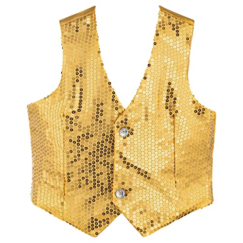 Dress Up America 744-L Gold Weste für Erwachsene Vollständig gefütterte Pailletten, Größe 12-14 Jahre (Taille: 86-96 Höhe: 127-145 cm) von Dress Up America