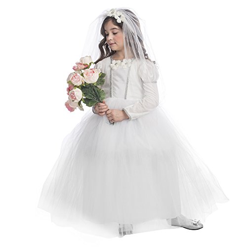 Dress Up America 847-L Brautprinzessin Kostüm für Mädchen, Weiß, Größe 12-14 Jahre (Taille: 86-96 Höhe: 127-145 cm) von Dress Up America