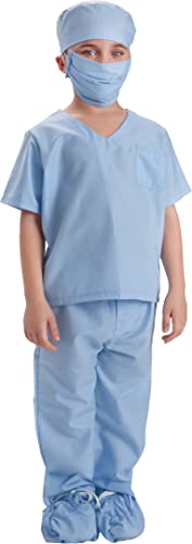 Dress Up America 874B-M Scrub's Pretend Play Outfit Gross (8-10 Jahre) Kinder Doktor Scrubs Fancy Kostüm, blau, (Taille: 76-82 Höhe: 114-127 cm) von Dress Up America