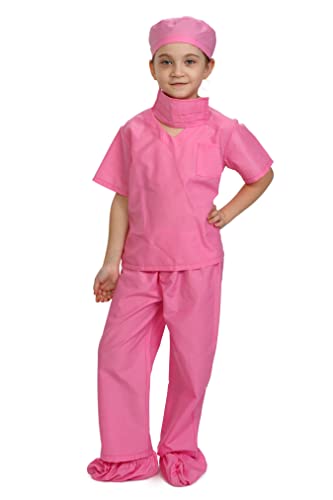 Dress Up America 874P-S Scrub's Pretend Play Outfit-Größe klein (4-6 Jahre) Kinder Doktor Scrubs Fancy Kostüm, rosa, (Taille: 71-76 Höhe: 99-114 cm) von Dress Up America