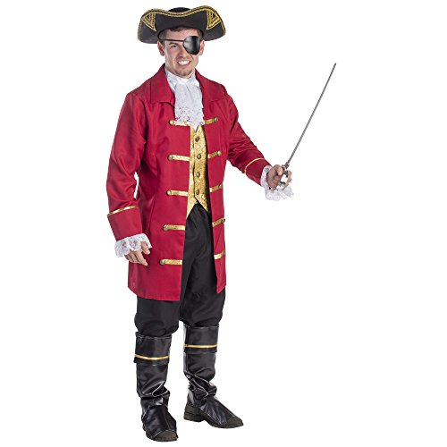 Dress Up America 796-L Elite Herren Piratenkapitän-Kostüm, Mehrfarbig, Groß (Taille: 112-122, Höhe: 168-173 cm, Schrittnaht: 79-84 cm) von Dress Up America