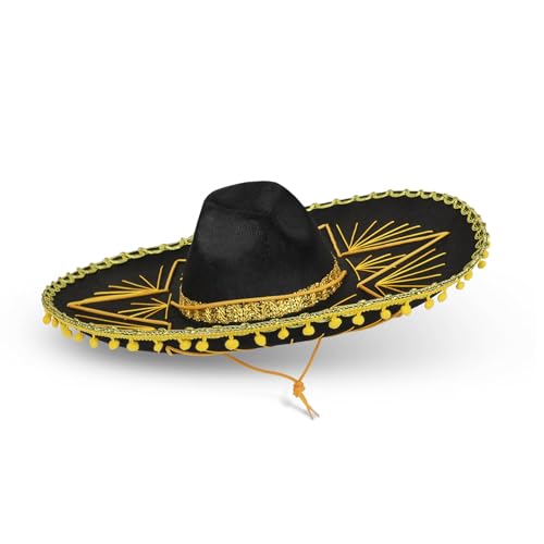 Dress Up America Goldener Sombrero-Hut für Erwachsene – Mexikanische Sombrero-Hüte – Traditionelle Fiesta-Kostümhüte, Gold von Dress Up America