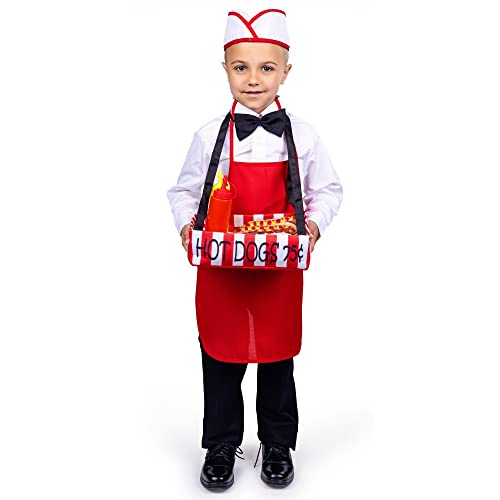 Dress Up America Hot-Dog-Verkäufer-Kostüm – Kinder-Kellner-Kostüm-Set – Halloween-Kostüm für Jungen Dress Up America Hot-Dog-Verkäufer-Kostüm – Kinder-Kellner-Kostüm-Set – Halloween-Kostüm für Jungen von Dress Up America