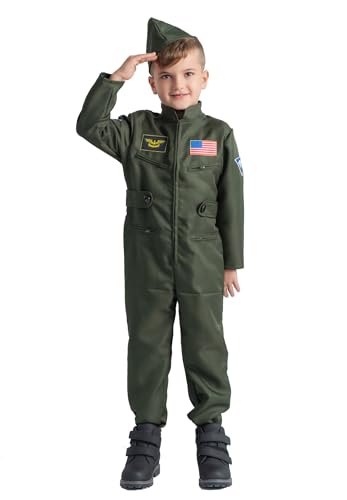 Dress Up America Kampfpilotenkostüm für Kinder – Air Force Kampfpiloten-Overall – Top Gun-Anzug für Jungen von Dress Up America