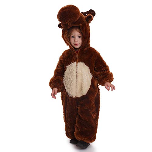 Dress Up America Kinder Rentier Jumpsuit Outfit, brown, größe 1-2 jahre (taille: 61-66, höhe: 84-91 cm) von Dress Up America