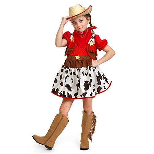 Dress Up America Mädchen Süßes Stern-Cowgirl Halloween Deluxe Ausstattung – Wunderschönes Anziehset für Rollenspiele von Dress Up America