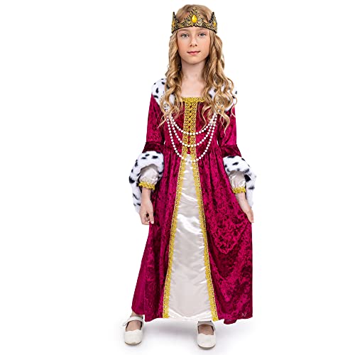 Dress Up America Queen-Kostüm für Mädchen – Kinder-Renaissance-Prinzessin-Kostüm – königliches Kleid und Krone-Set von Dress Up America