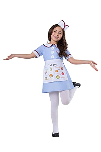 Dress Up America Abendessen Kellnerin Kostüm für Kinder - 50er Jahre Mädchenkostüm Set - blaues Carhop Kellnerin verkleiden sich für Mädchen von Dress Up America