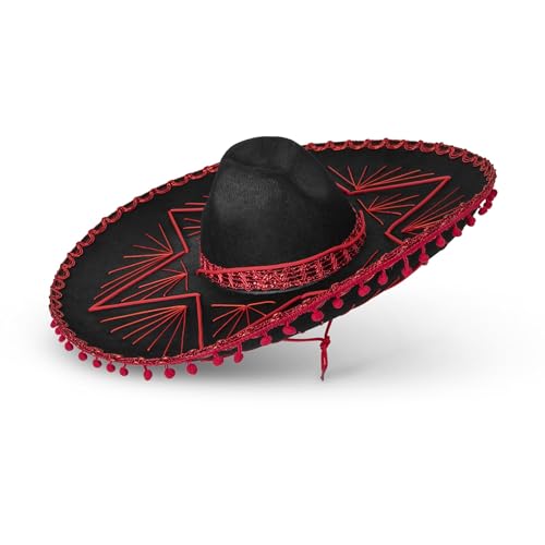 Dress Up America Roter Sombrero-Hut für Erwachsene – Mexikanische Sombrero-Hüte – Traditionelle Fiesta-Kostümhüte von Dress Up America