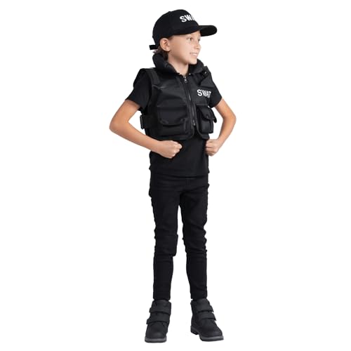 Dress Up America SWAT-Weste und Mütze-Set – Rollenspiel-SWAT-Weste und Mütze für Kinder von Dress Up America