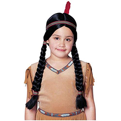 Dress Up America Schwarz geflochtene indische Squaw Perücke mit Feder von Dress Up America