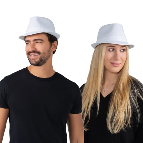 Dress Up America Weißer Unisex-Fedora-Hut für Erwachsene – wunderschönes Anziehset für Rollenspiele Dress Up America Weißer Unisex-Fedora-Hut für Erwachsene – wunderschönes Anziehset für Rollenspiele von Dress Up America