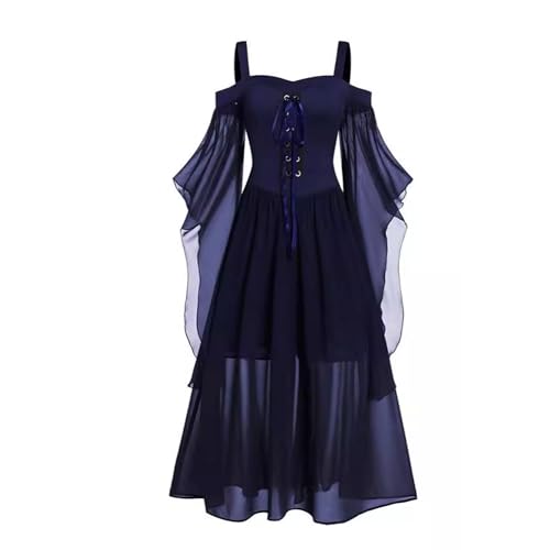 Dressnu Halloween Hexe Halfter Träger Big Swing Kleid Kleider Lange Kleider Dunkelblau 2XL von Dressnu