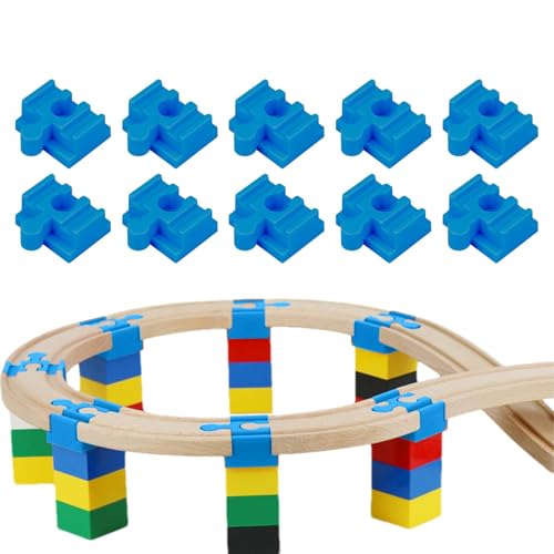 10 Stück Holz-Zugschienen-Zubehör, Set mit 10 Holzbahn-Verbindungsstücken, Holzzugschienen-Adapter-Anschluss, Schienenverbinder, kompatibel mit Holzeisenbahn-Sets, Schienenspielzeug von Dreuhuing