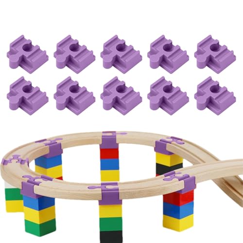 10 Stück -Zugschienen-Zubehör, Set mit 10 Holzbahn-Verbindungsstücken, Holzzugschienen-Adapter-Anschluss, Schienenverbinder, kompatibel mit Holzeisenbahn-Sets, Schienenspielzeug von Dreuhuing