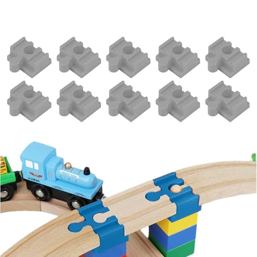 10 Stück Holz-Zugschienen-Zubehör, Set mit 10 Holzbahn-Verbindungsstücken, Holzzugschienen-Adapter-Anschluss, Schienenverbinder, kompatibel mit Holzeisenbahn-Sets, Schienenspielzeug von Dreuhuing