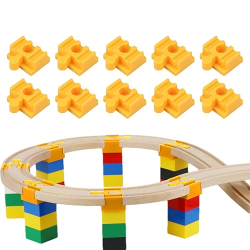 10 Stück -Zugschienen-Zubehör, Set mit 10 Holzbahn-Verbindungsstücken, Holzzugschienen-Adapter-Anschluss, Schienenverbinder, kompatibel mit Holzeisenbahn-Sets, Schienenspielzeug von Dreuhuing