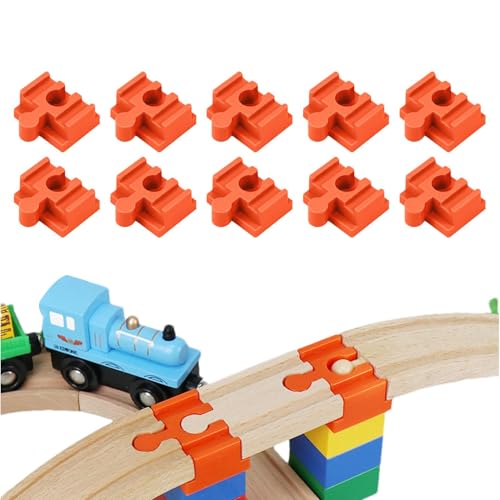 10 Stück -Zugschienen-Zubehör, Set mit 10 Holzbahn-Verbindungsstücken, Holzzugschienen-Adapter-Anschluss, Schienenverbinder, kompatibel mit Holzeisenbahn-Sets, Schienenspielzeug von Dreuhuing