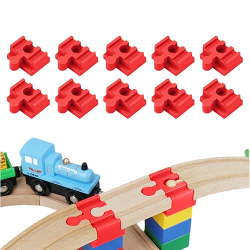 10 Stück -Zugschienen-Zubehör, Set mit 10 Holzbahn-Verbindungsstücken, Holzzugschienen-Adapter-Anschluss, Schienenverbinder, kompatibel mit Holzeisenbahn-Sets, Schienenspielzeug von Dreuhuing