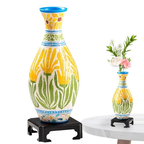 3D-Puzzle-Vase, 3D-Kunst-Puzzle-Vase, einzigartige Blumenvase aus 160 gebogenen Plas-Tic-Puzzleteilen, Puzzle-Vase für Erwachsene, Blumenvase, gebogenes Puzzle-Spielzeug, ästhetische Heimdekoration von Dreuhuing