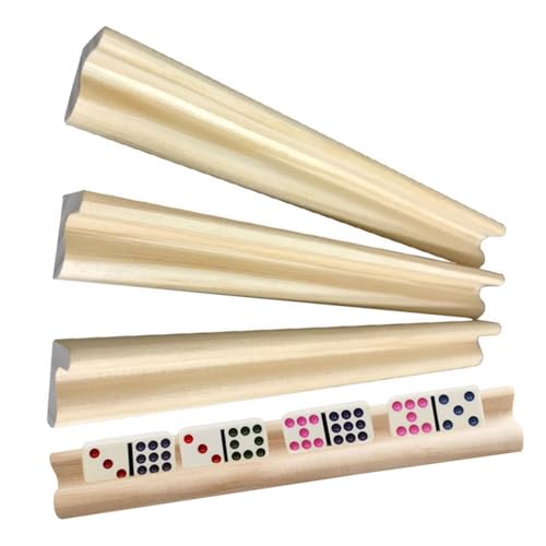 4Stück Domino Holz Ständer, Domino Racks, Domino Tabletts aus Holz, Holz Spiel Ständer, Domino Halter für Domino Fliesen, Domino Holzregale Tabletts, Spielhalter für Mexikanische Zug Mahjong von Dreuhuing