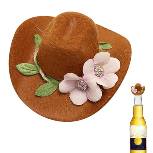 Dreuhuing Cowboyhüte für Flaschen | Cowboyhüte für Party mit Kranz | Hüte für Western Cowboy Party Dekoration, Cowboyhut Dekor für Cowboy Cowgirl Party Supplies von Dreuhuing