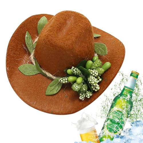 Dreuhuing Cowboyhüte für Flaschen | Partyhüte mit Kranz – Cowboyhut-Dekoration für Cowboy-Cowgirl-Party-Zubehör, Cowboy-Party-Dekorationen von Dreuhuing