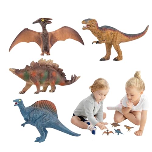 Dreuhuing Dinosaurierspielzeug für Kinder, Dinosaurierspielzeug,Packung von 4 tragbaren Dinosaurier -Figur -Modellen - Tierfiguren, Kuchen -, Ostereierfüller, Sammelminiaturen zum Geburtstag von Dreuhuing