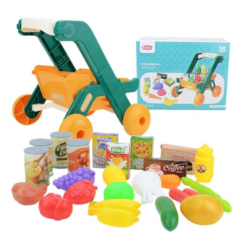 Dreuhuing Einkaufswagen für Kinder, Einkaufswagen für Kinder | Supermarkt-Einkaufswagen-Spielzeug,Sortieren von Lebensmitteleimern, Lernspielzeug mit Spielzubehör für Lebensmittelgeschäfte für Kinder von Dreuhuing