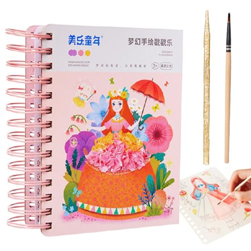 Dreuhuing Fashion Design Zeichenbuch, Pretty Princess Game Toys - Stylish Princess Puzzle Fun Fashion Games,Kinderkleber, Kinderaktivitätsbücher für Junge Menschen, Kinder von Dreuhuing