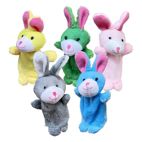 Dreuhuing Fingertiere, Fingerpuppen - Plüsch Bunny Finger Toy Doll Set von 5 - Plüsch niedliche Tierpuppenpuppe für Kinder, Shows, Spielzeit, Schulen, Geburtstag von Dreuhuing