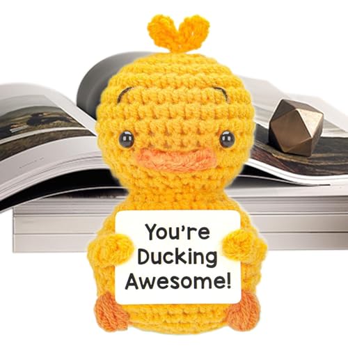 Dreuhuing Funny Positive Duck - Tiny Positive Duck Crochet - Cute Funny Positive Duck Wool Knitted Doll for Friends, Family, Women, Coworkers von Dreuhuing