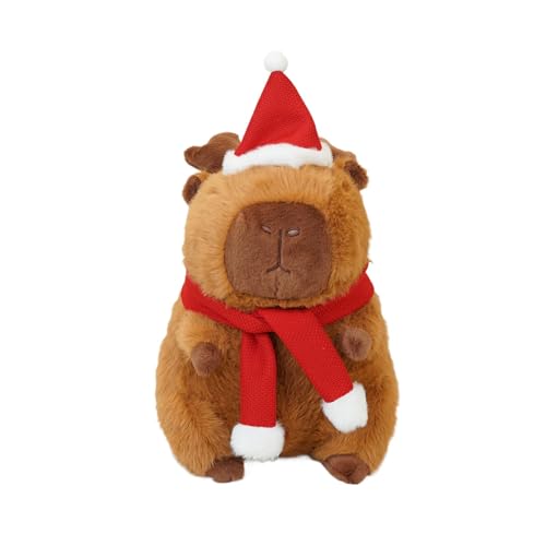 Dreuhuing Gefülltes Capybara-Plüschtier, Capybara-Plüsch,Capybara mit Geweih Weihnachtsplüschtier | Festival-Plüschtier-Puppe, Cartoon-Capybara-Stofftier, 30 cm, weiches und Bezauberndes Plüschtier von Dreuhuing