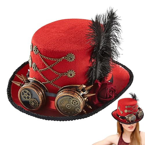 Dreuhuing Gothic Steampunk Zylinder,Gothic Steampunk Hut,Kostüm Unisex Karneval Zylinder | Verkleidungszubehör für Film-Requisiten, Verkleidungspartys, Festivals, Kostümpartys und Cosplay-Partys von Dreuhuing