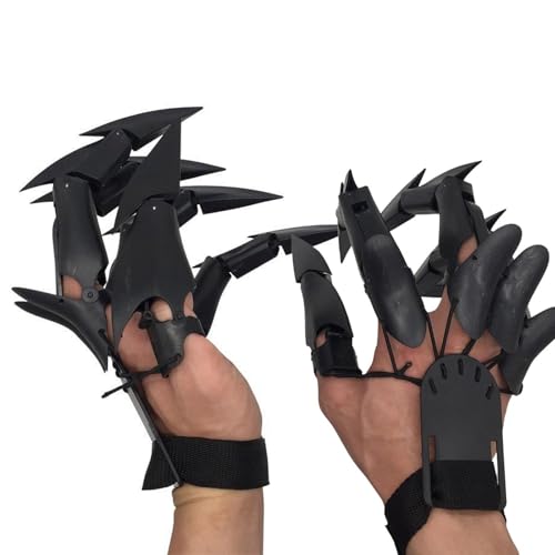 Dreuhuing Gruselige Fingergelenke, Gruselige Skelett-Handhandschuhe,Halloween bewegliche Fingerverlängerungen - Gruselige Skelett-Handknochenklaue als Halloween-Party-Dekorationszubehör von Dreuhuing