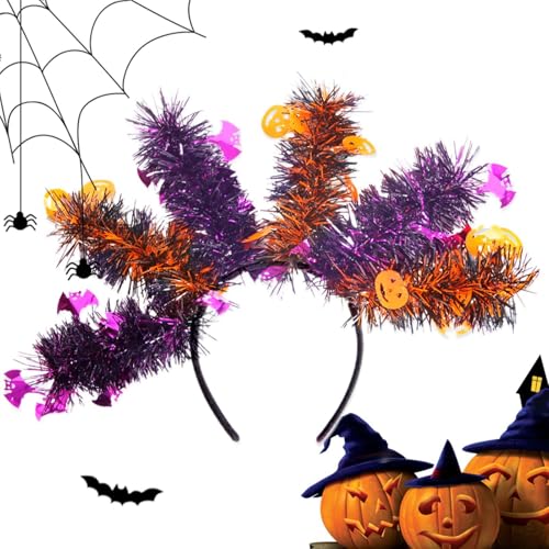 Dreuhuing Halloween Stirnband,Halloween Stirnband, Geist-Fledermaus-Skelett, bunte Wollstreifen, Halloween-Haarbänder, Halloween-Accessoires für Erwachsene, Halloween-Kopfbedeckung, Partygeschenke von Dreuhuing