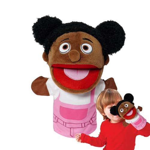 Dreuhuing Handpuppenspielzeug,Familienpuppen für Kinder - Cartoon-Schwarze-Plüsch-Familienpuppen,Großeltern-Mama und Papa-Handpuppe mit offenem weitem Mund als Nachttischdekoration von Dreuhuing