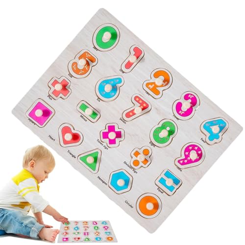 Dreuhuing Holzpuzzles für Kleinkinder, Alphabet-Puzzle-Steckbrett - Zahlenform-Puzzles für Kleinkinder | Frühes Lernen, pädagogische Steckpuzzles, Stecktafel von Dreuhuing