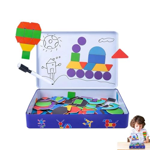 Dreuhuing Magnetische Puzzles für Kinder, Magnetische Holzpuzzles - Magnetische Formpuzzles | Eisenbox, Holz, geometrisches Muster, Blöcke, Spielzeug, magnetische Form, Puzzles, Klassenzimmerhilfen von Dreuhuing