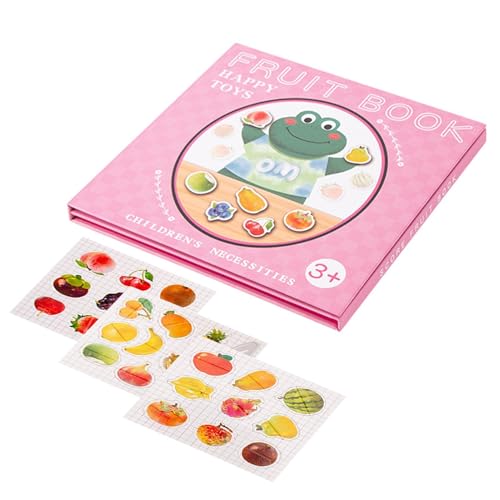 Dreuhuing Magnetisches Lernspielzeug, magnetisches Kinderbuch - Obstbuch aus für Kinder,Cartoon-Sensorspielzeug, Früherziehungsspielzeug für Zuhause, Kindergarten, Kindergarten von Dreuhuing