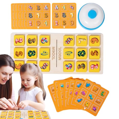 Dreuhuing Muster-Block-Match-Puzzles, Würfel, Holz-Matching-Spiel,Interaktives Dinosaurier-Puzzlespiel - Cartoon-Frühlernzubehör, multifunktionale pädagogische Holzbrettspiele für Kinder von Dreuhuing