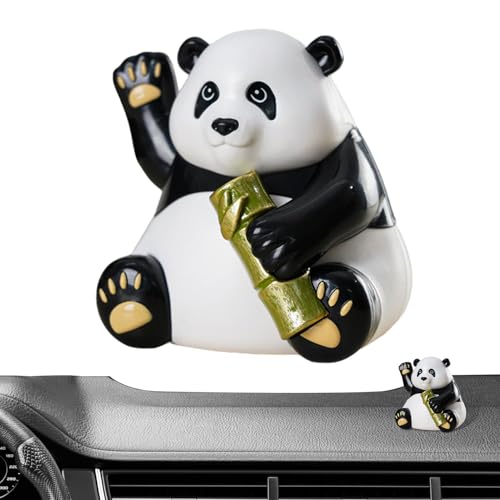 Dreuhuing Panda-Autozubehör, niedliches Cartoon-Pandabär-Solar-Spielzeug, Panda-Schreibtischzubehör, Armaturenbrett-Figuren, Sammelfiguren für Auto-Armaturenbretter, Heimschreibtische von Dreuhuing