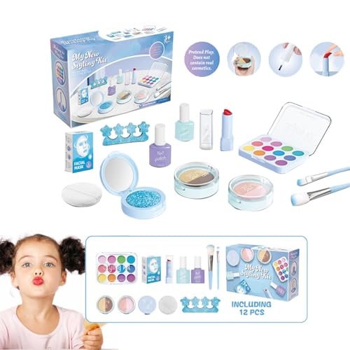 Dreuhuing Pretend Makeup für Kinder,Pretend Makeup Kit für Mädchen - Fake-Play-Make-up | Make-up-Set Pretend, Spielzeug-Make-up-Set, fantasievolles Pretend-Kosmetikset für Kinder von 3–5 Jahren von Dreuhuing