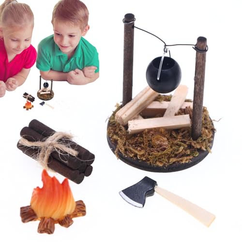 Dreuhuing Puppenhaus-Lagerfeuer-Modell,Fake-Feuer-Lagerfeuer-Modell - Miniaturmöbel Fake Lagerfeuer - Miniatur-Lagerfeuer-Landschafts-Requisite aus, Rollenspiel-Spielzeug, Puppenhaus-Möbel, von Dreuhuing