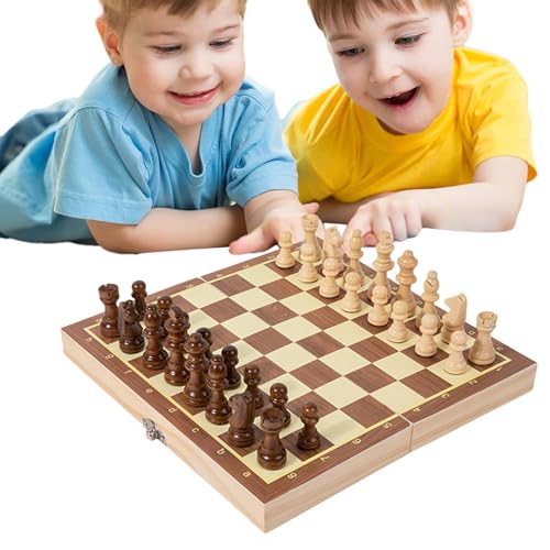 Dreuhuing Schachbrettspiel, Kinderschachspiel, Desktop-Spiele Magnetisches Schach, Reiseschachspielzeug, klappbares Schachbrett mit integriertem Stauraum, Schachspielset für von Dreuhuing